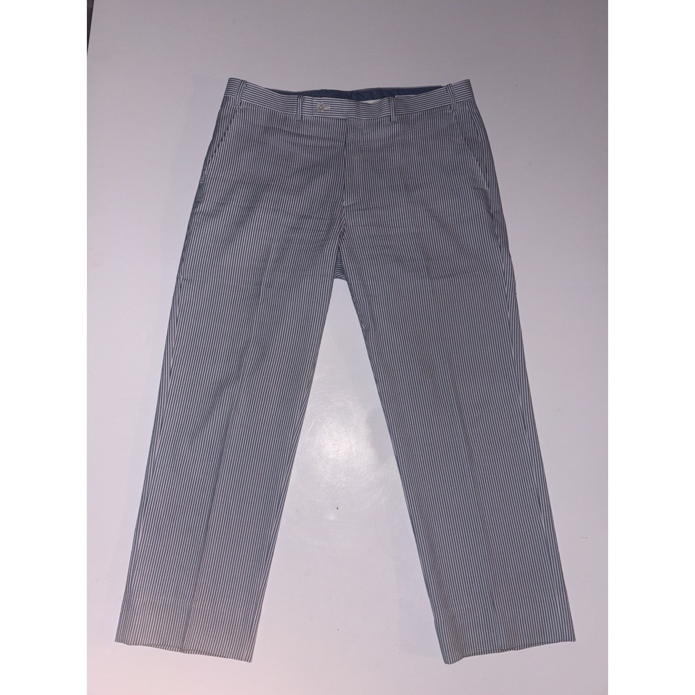 SOUTHERN TIDE -Mens Flat Front Pants-Seersucker BLUE/WH Pinstripe,  W 36"